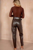 India Chocolate Leather Look Paperbag Trousers