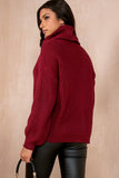 Inga Burgundy Knit Roll Neck Jumper