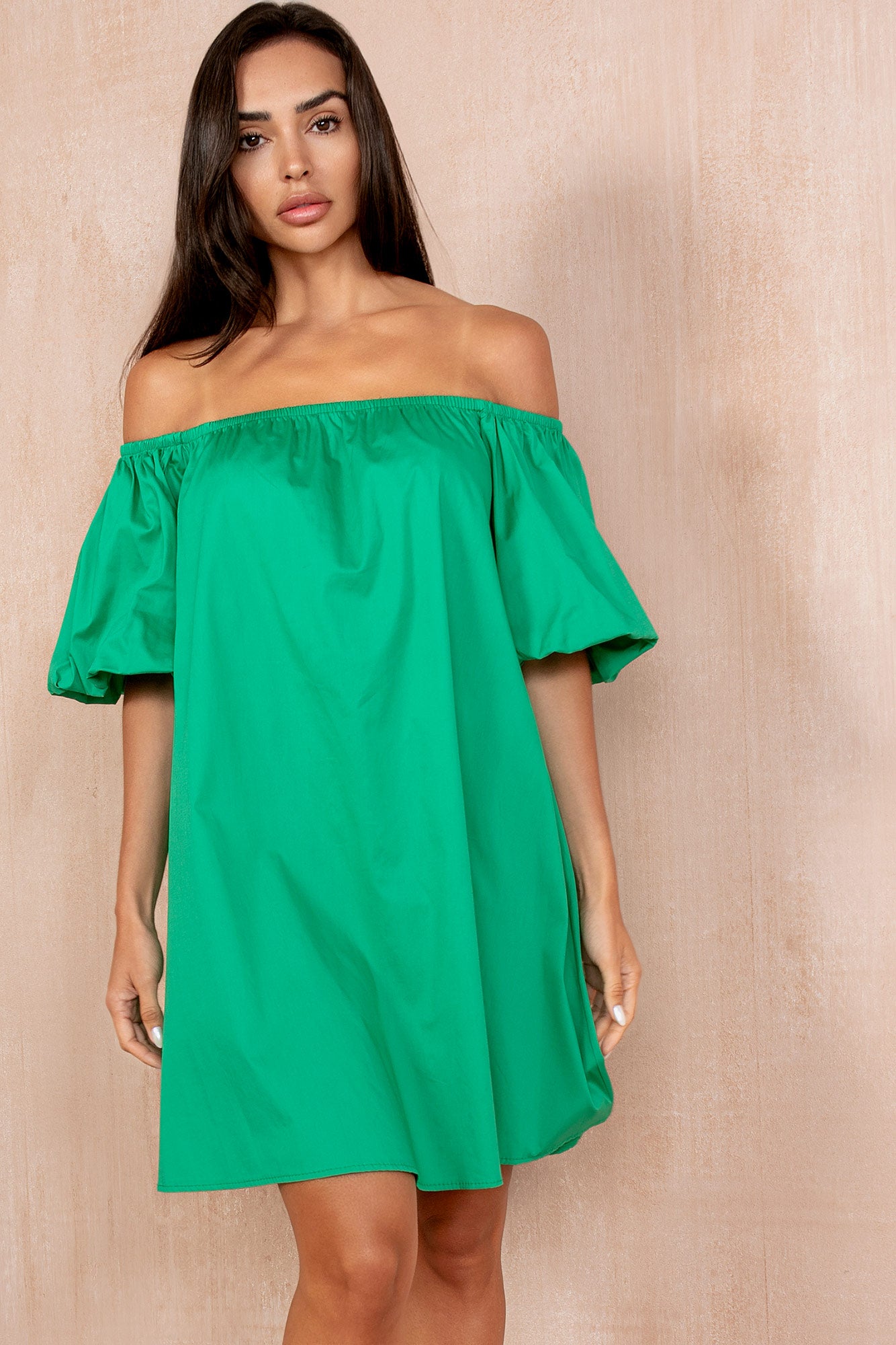 Ingrid Green Bardot Dress