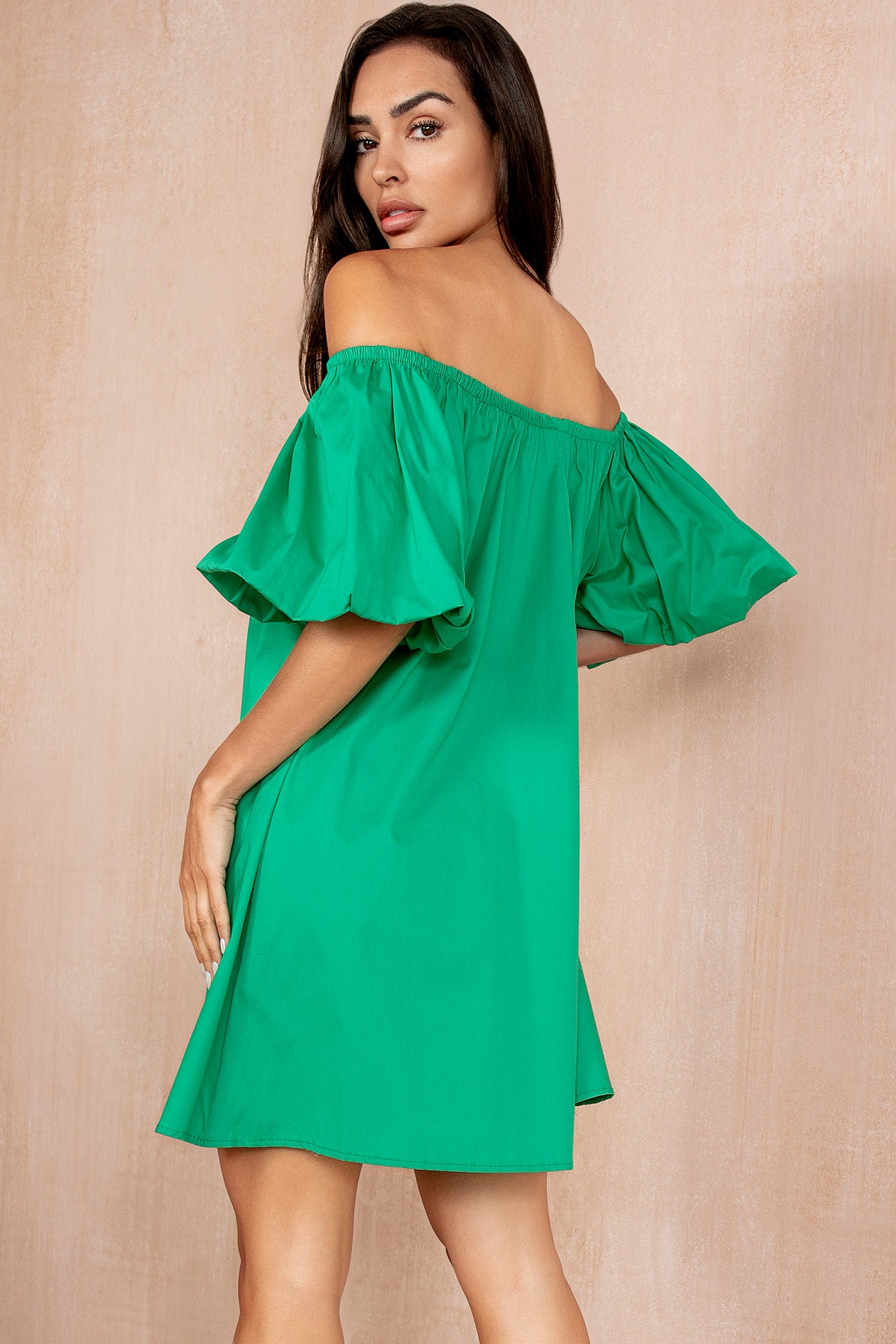 Ingrid Green Bardot Dress