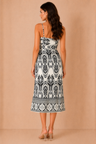 Irena Black And White Border Print Midi Dress