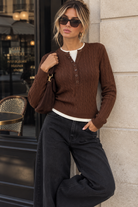 Irene Chocolate Cable Knit Jumper