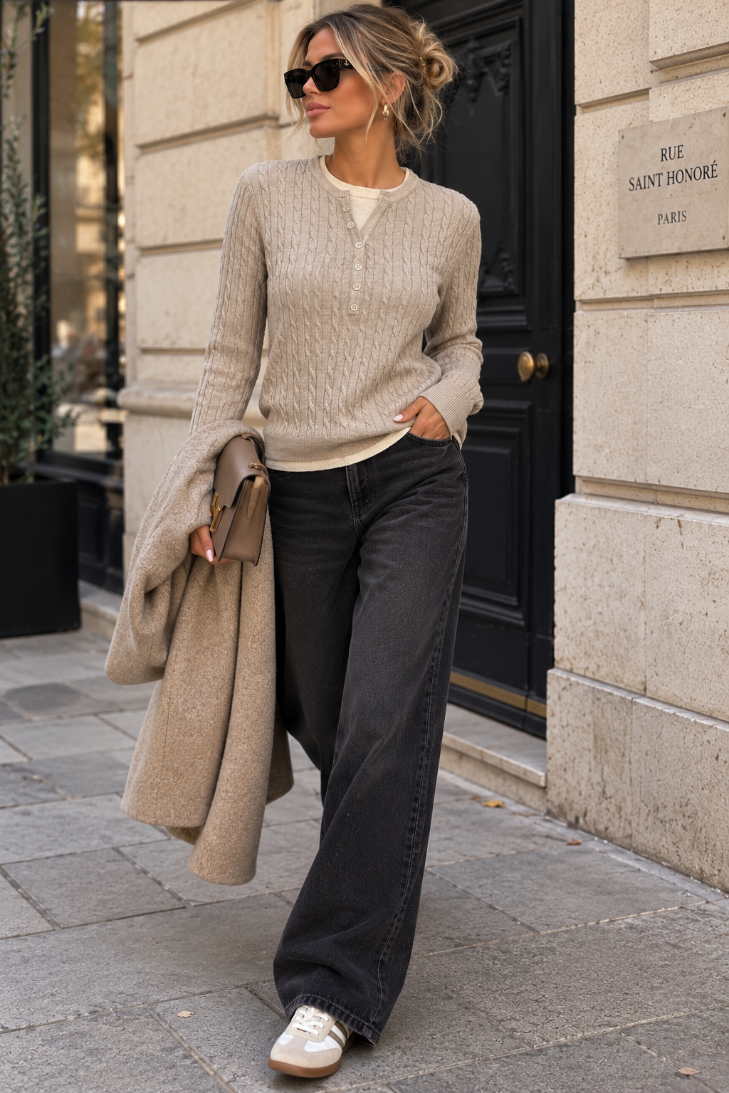 Irene Stone Cable Knit Jumper