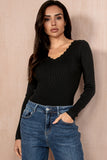 Iris Black Knit Ribbed Top