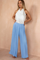 Irma Blue Pleated Wide Leg Trousers