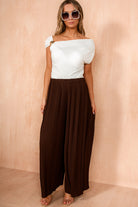 Irma Chocolate Pleated Wide Leg Trousers