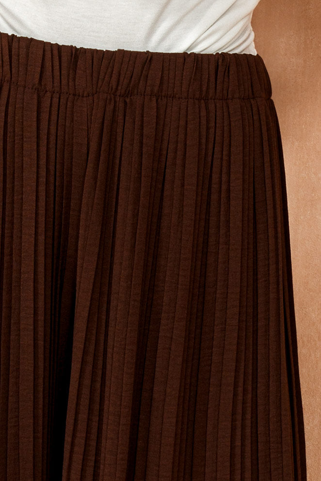 Irma Chocolate Pleated Wide Leg Trousers