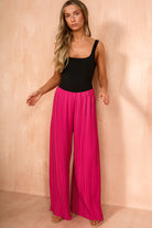 Irma Fuchsia Pleated Wide Leg Trousers