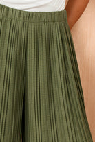 Irma Khaki Pleated Wide Leg Trousers
