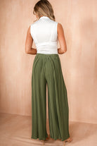 Irma Khaki Pleated Wide Leg Trousers