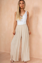 Irma Stone Pleated Wide Leg Trousers