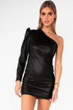 Irmina Black Faux Leather Dress