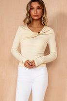 Isabelle Stone Draped Gold Buckle Top