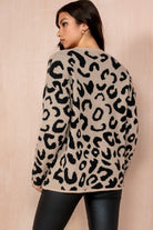 Jacey Camel Animal Print Knit Jumper