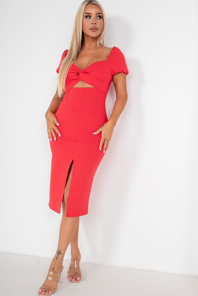 Iva Red Knot Front Dress
