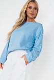 Ivanna Blue Long Sleeve Cotton Top