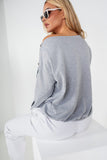 Ivanna Grey Long Sleeve Cotton Top