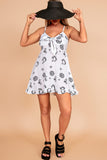 Ivette White Print Tie Front Cami Dress