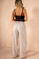 Iyla Taupe Pinstripe Wrap Front Trousers