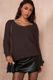 Izzy Chocolate Fluffy Knit Jumper