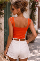 Jacinda Burnt Orange Knit Lace Sleeveless Top