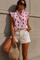 Jade Pink Polka Dot Frill Blouse