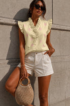 Jade Soft Yellow Polka Dot Frill Blouse