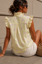 Jade Soft Yellow Polka Dot Frill Blouse