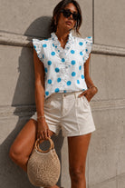 Jade White Polka Dot Frill Blouse