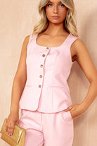 Jamie Baby Pink Square Neck Waistcoat