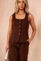 Jamie Chocolate Square Neck Waistcoat