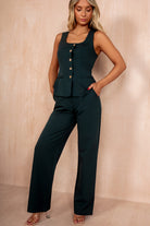 Jamie Emerald Green Square Neck Waistcoat - Vavavoom.ie