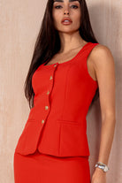Jamie Red Square Neck Waistcoat