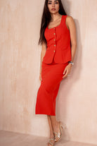 Jamie Red Square Neck Waistcoat