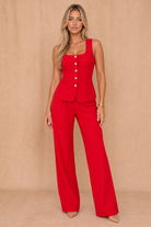 Jamie Red Square Neck Waistcoat