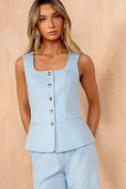 Jamie Sky Blue Square Neck Waistcoat