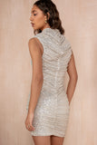 Jane Champagne Sequin High Neck Dress