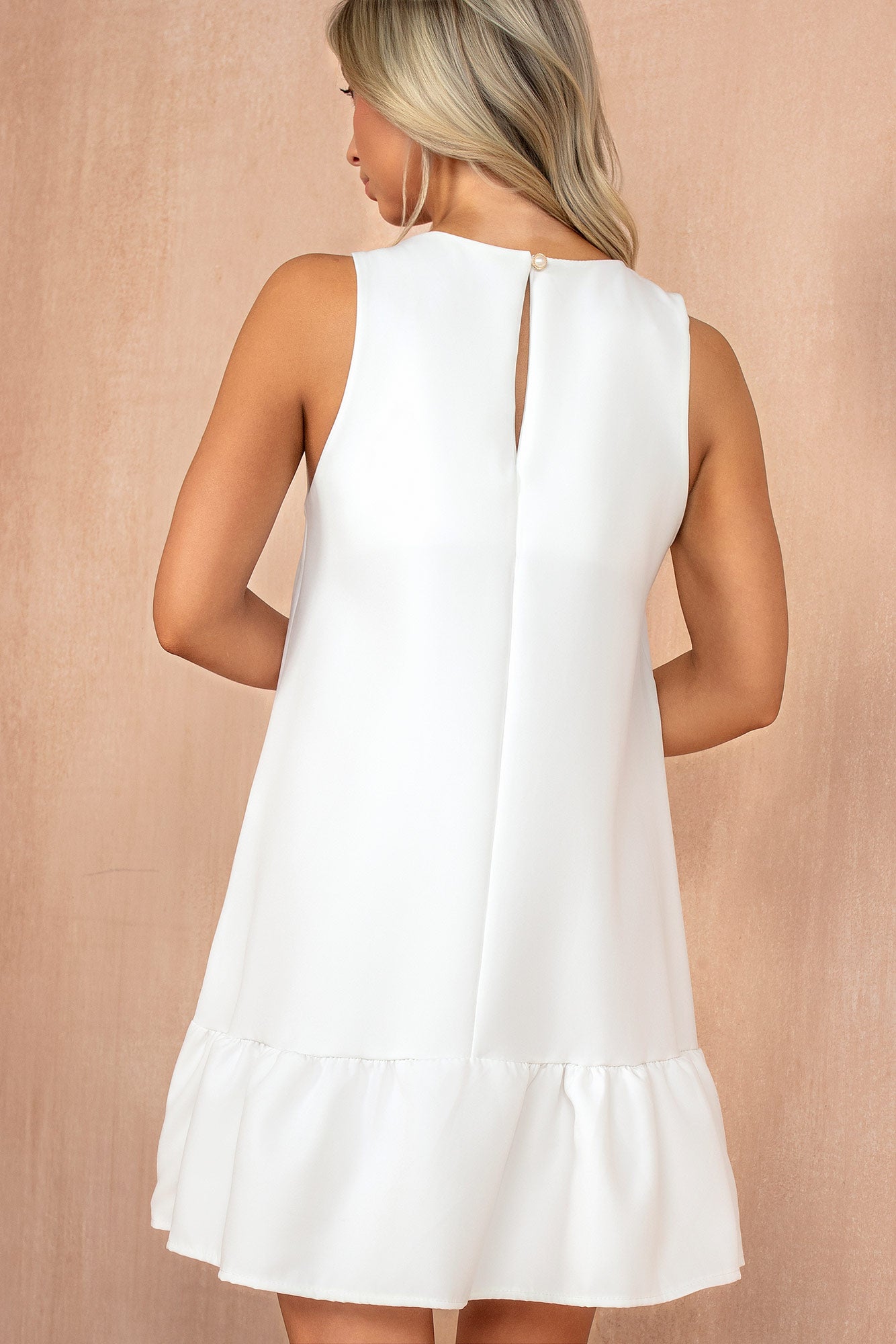 Jane White Sleeveless Smock Dress