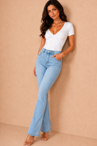 Janette Light Blue Push Up Bootcut Jeans