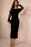 Janika Black Lace Bardot Dress