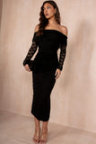 Janika Black Lace Bardot Dress