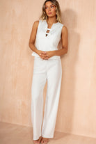 Janika White Wide Leg Trousers