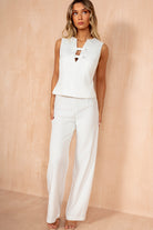 Janika White Wide Leg Trousers