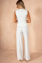 Janika White Wide Leg Trousers