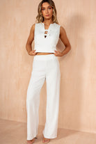 Janika White Wide Leg Trousers