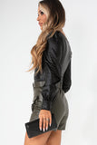 Jaquline Black Faux Leather Bodysuit