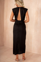 Jasmine Black Linen Cut Out Midi Dress