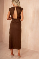 Jasmine Chocolate Linen Cut Out Midi Dress