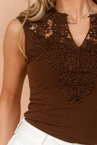 Jasper Chocolate Cotton Crochet Top