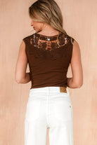 Jasper Chocolate Cotton Crochet Top